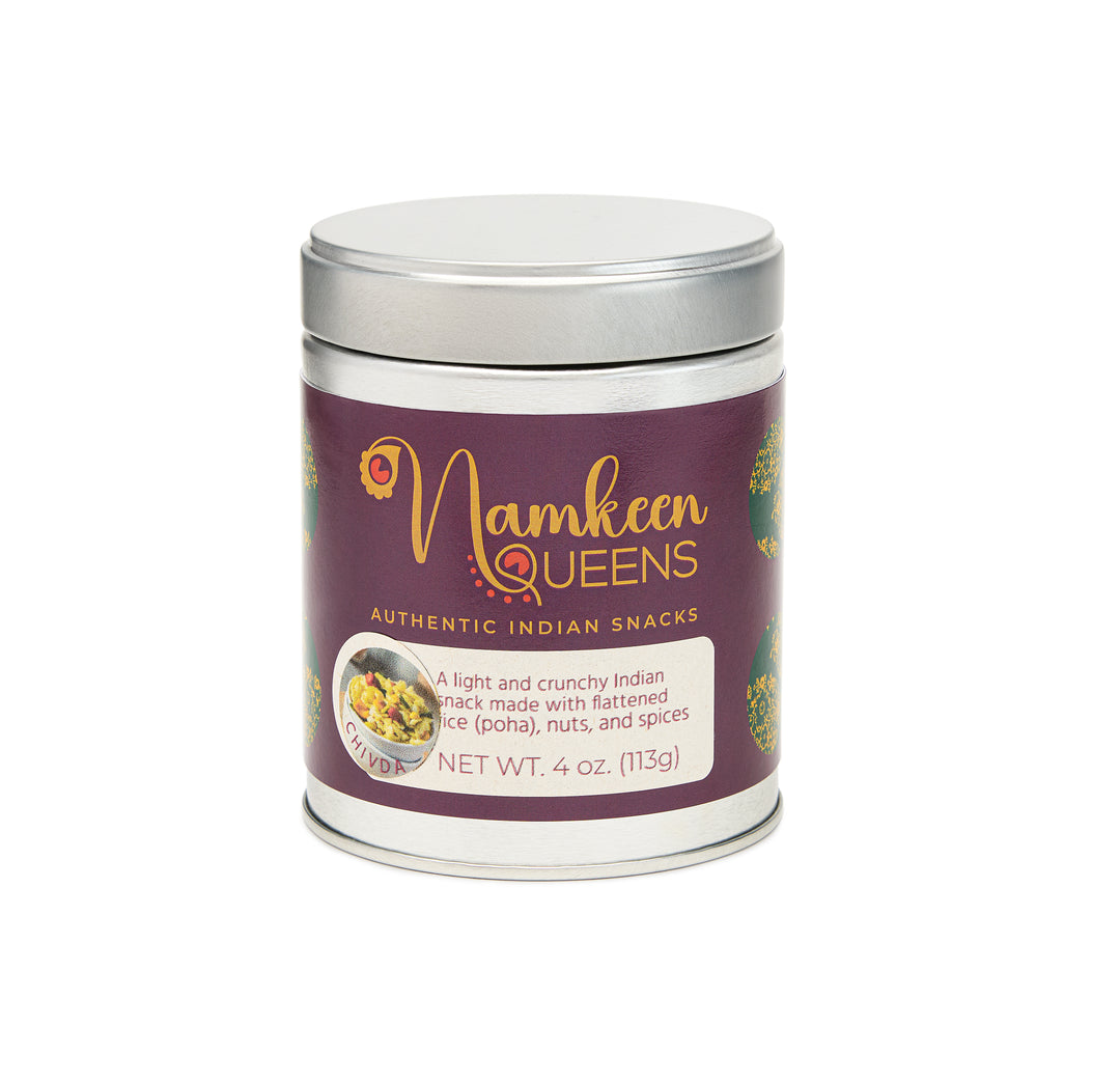 Cylindrical metal tin of 4 oz size