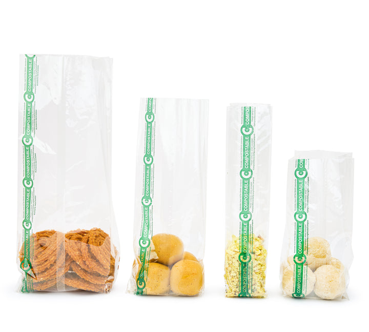 Varying sizes of biodegradable and compostable refill packs each containing Chakli, Chivda, Besan Ladoo and Rava Ladoo. 